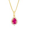 Thumbnail Image 1 of Pear-Shaped Ruby and 1/6 CT. T.W. Diamond Frame Pendant in 10K Gold