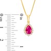 Thumbnail Image 3 of Pear-Shaped Ruby and 1/6 CT. T.W. Diamond Frame Pendant in 10K Gold