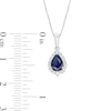 Thumbnail Image 3 of Pear-Shaped Blue Sapphire and 1/6 CT. T.W. Diamond Frame Pendant in 10K White Gold