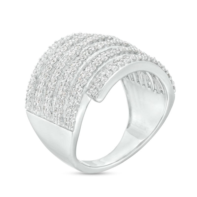 Main Image 3 of 2 CT. T.W. Baguette and Round Diamond Spiral Multi-Row Ring in 10K White Gold