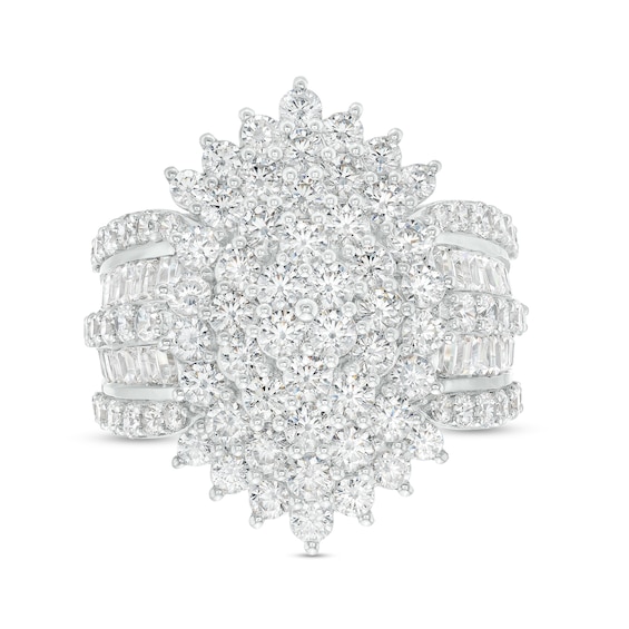 4 CT. T.w. Oval-Shaped Multi-Diamond Starburst Ring in 10K White Gold