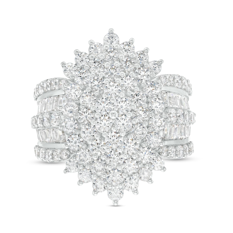 Main Image 1 of 4 CT. T.W. Oval-Shaped Multi-Diamond Starburst Ring in 10K White Gold