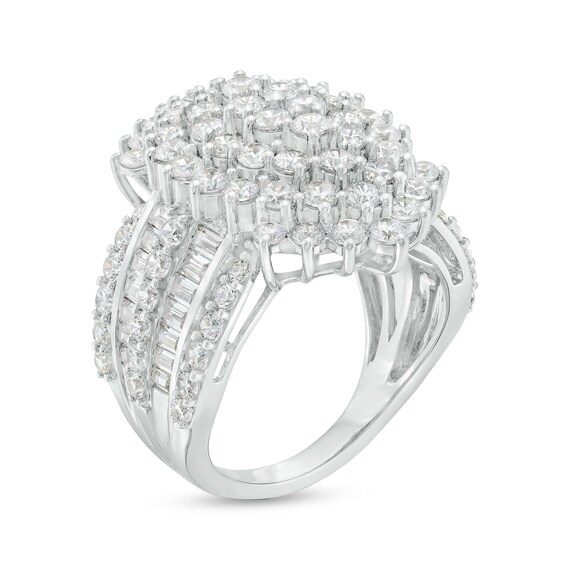 4 CT. T.w. Oval-Shaped Multi-Diamond Starburst Ring in 10K White Gold