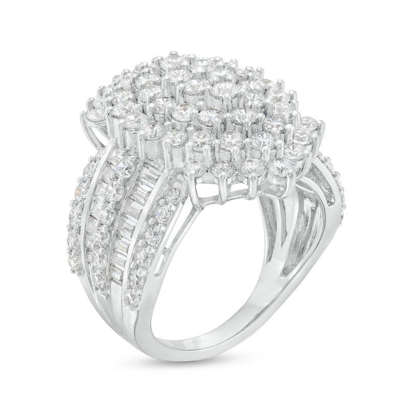 Main Image 3 of 4 CT. T.W. Oval-Shaped Multi-Diamond Starburst Ring in 10K White Gold