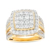Thumbnail Image 1 of 2 CT. T.W. Baguette and Round Cushion-Shaped Multi-Diamond Frame Multi-Row Shank Ring in 10K Gold