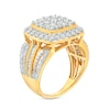 Thumbnail Image 3 of 2 CT. T.W. Baguette and Round Cushion-Shaped Multi-Diamond Frame Multi-Row Shank Ring in 10K Gold