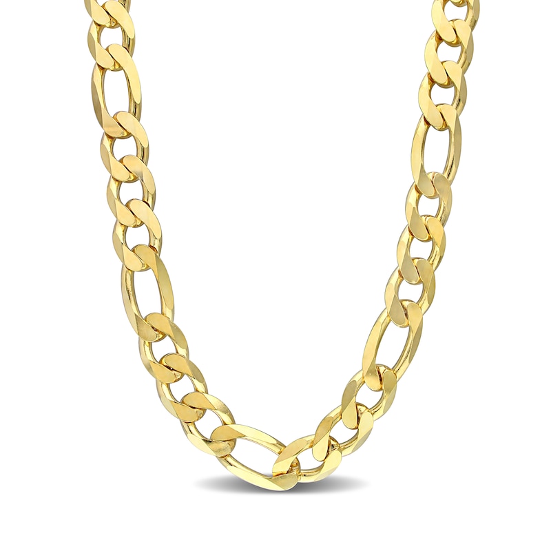 Main Image 1 of 14.5mm Figaro Chain Necklace in Sterling Silver with Gold-Tone Flash Plate - 24"
