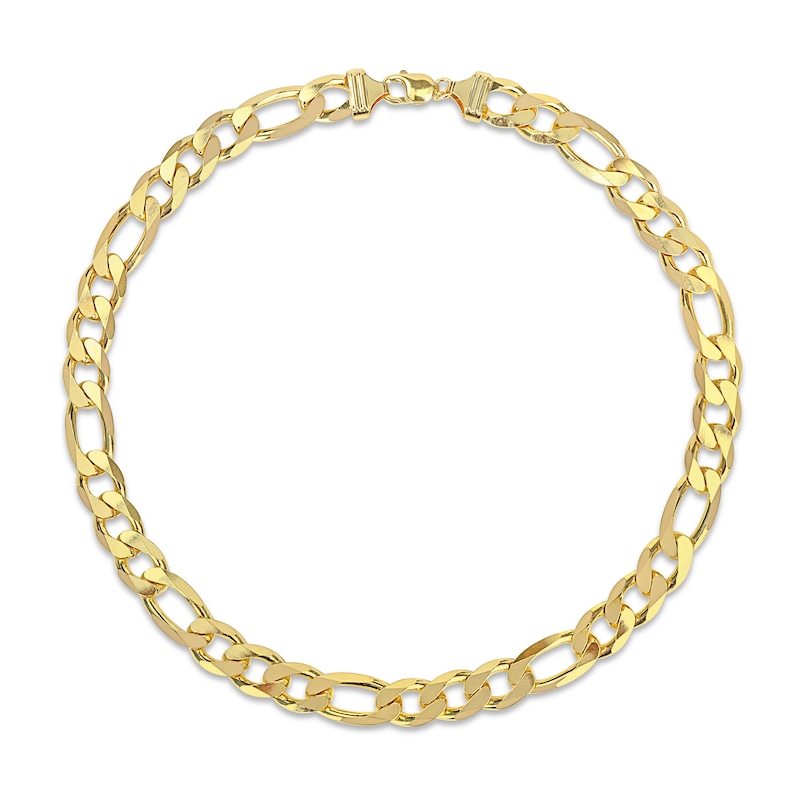 Main Image 3 of 14.5mm Figaro Chain Necklace in Sterling Silver with Gold-Tone Flash Plate - 24"