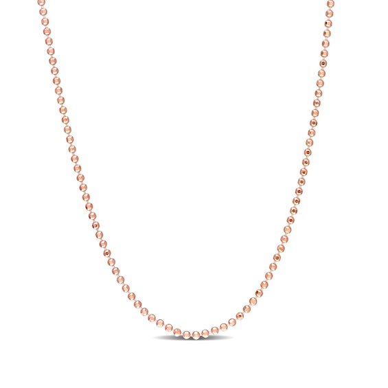 1.5mm Bead Chain Necklace in Sterling Silver with Rose-Tone Flash Plate - 20"