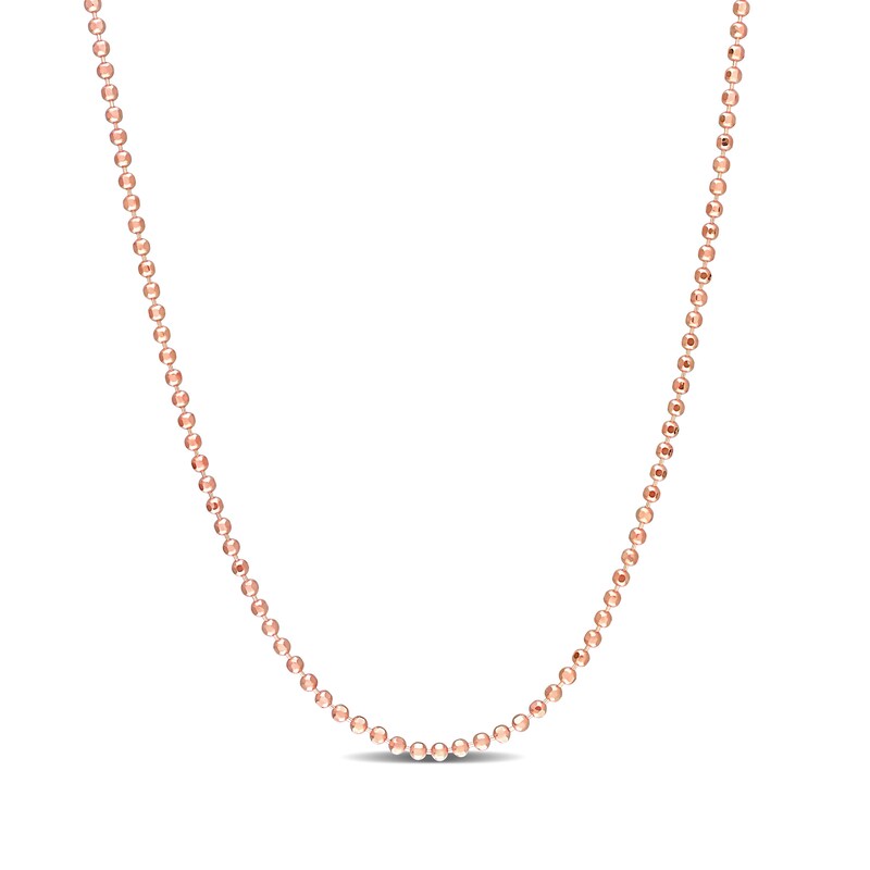 Main Image 1 of 1.5mm Bead Chain Necklace in Sterling Silver with Rose-Tone Flash Plate - 20"