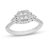 Thumbnail Image 1 of Enchanted Disney Cinderella 1 CT. T.W. Quad Princess-Cut Diamond Frame Engagement Ring in 14K White Gold