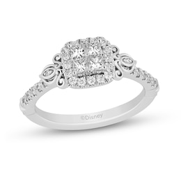 Enchanted Disney Cinderella 1 CT. T.W. Quad Princess-Cut Diamond Frame Engagement Ring in 14K White Gold