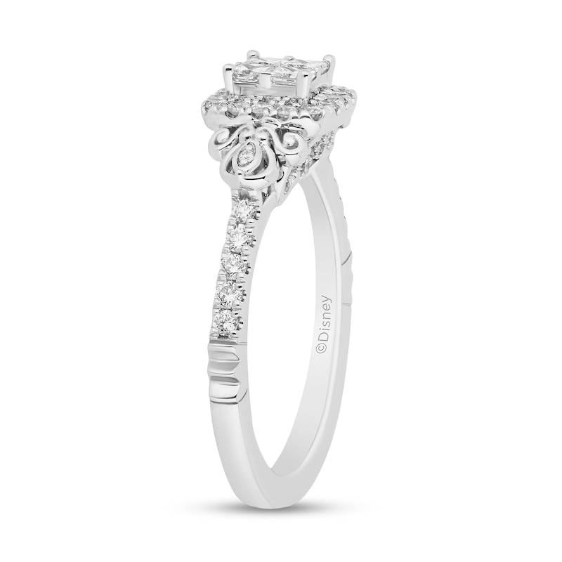Main Image 2 of Enchanted Disney Cinderella 1 CT. T.W. Quad Princess-Cut Diamond Frame Engagement Ring in 14K White Gold