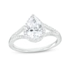Thumbnail Image 1 of Pear-Shaped White Lab-Created Sapphire Frame Split Shank Ring in Sterling Silver