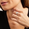 Thumbnail Image 2 of Pear-Shaped White Lab-Created Sapphire Frame Split Shank Ring in Sterling Silver