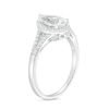 Thumbnail Image 3 of Pear-Shaped White Lab-Created Sapphire Frame Split Shank Ring in Sterling Silver