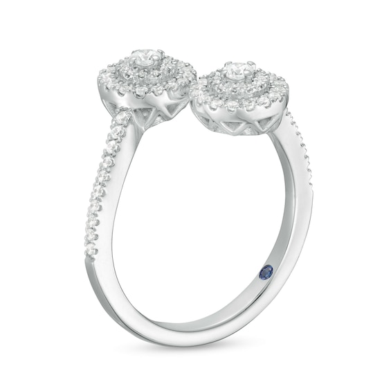 Vera Wang Love Collection 3/8 CT. T.w. Diamond Double Frame Bypass Open Shank Ring in 10K White Gold