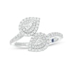 Thumbnail Image 1 of Vera Wang Love Collection 3/8 CT. T.W. Pear-Shaped Diamond Double Frame Bypass Open Shank Ring in 10K White Gold