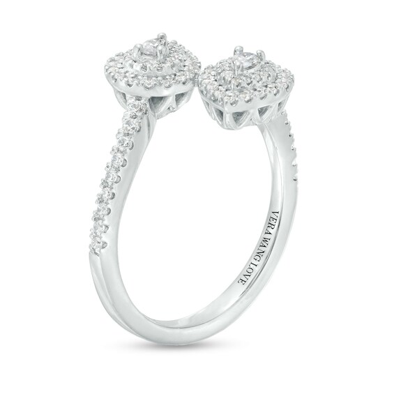 Vera Wang Love Collection 3/8 CT. T.w. Pear-Shaped Diamond Double Frame Bypass Open Shank Ring in 10K White Gold