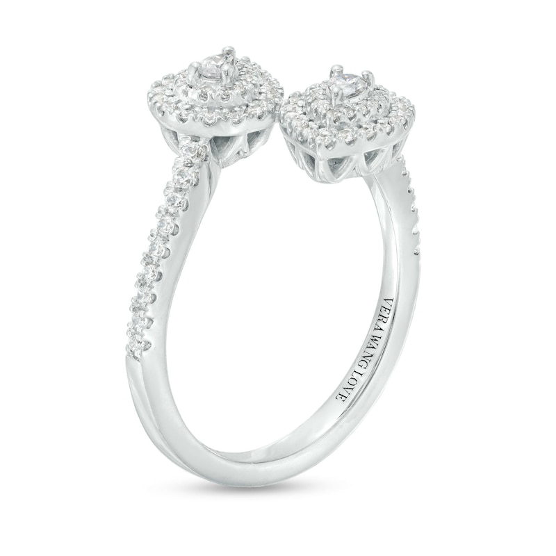 Main Image 3 of Vera Wang Love Collection 3/8 CT. T.W. Pear-Shaped Diamond Double Frame Bypass Open Shank Ring in 10K White Gold
