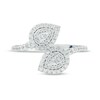 Thumbnail Image 4 of Vera Wang Love Collection 3/8 CT. T.W. Pear-Shaped Diamond Double Frame Bypass Open Shank Ring in 10K White Gold