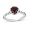 Thumbnail Image 1 of Enchanted Disney Villains Evil Queen 6.0mm Garnet and 3/8 CT. T.W. Diamond Frame Engagement Ring in 14K White Gold