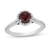 Thumbnail Image 0 of Enchanted Disney Villains Evil Queen 6.0mm Garnet and 3/8 CT. T.W. Diamond Frame Engagement Ring in 14K White Gold