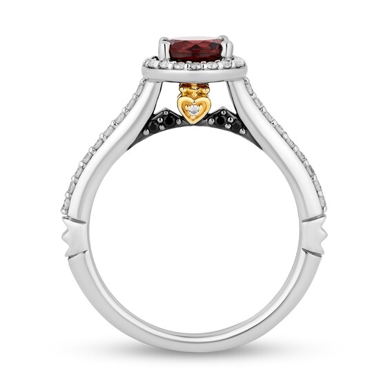 Enchanted Disney Villains Evil Queen 6.0mm Garnet and 3/8 CT. T.w. Diamond Frame Engagement Ring in 14K White Gold