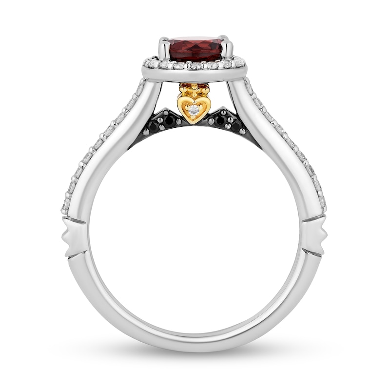 Main Image 3 of Enchanted Disney Villains Evil Queen 6.0mm Garnet and 3/8 CT. T.W. Diamond Frame Engagement Ring in 14K White Gold