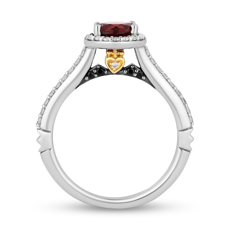 Enchanted Disney Villains Evil Queen 6.0mm Garnet and 3/8 CT. T.W. Diamond Frame Engagement Ring in 14K White Gold