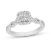 Thumbnail Image 1 of Enchanted Disney Cinderella 3/4 CT. T.W. Quad Princess-Cut Diamond Frame Twist Shank Engagement Ring in 14K White Gold