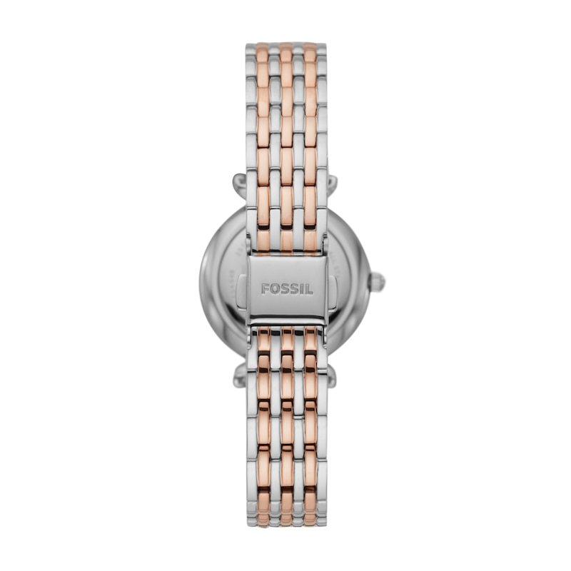 Main Image 2 of Ladies' Fossil Carlie Mini Crystal Accent Two-Tone Watch with Mother-of-Pearl Dial (Model: ES4649)