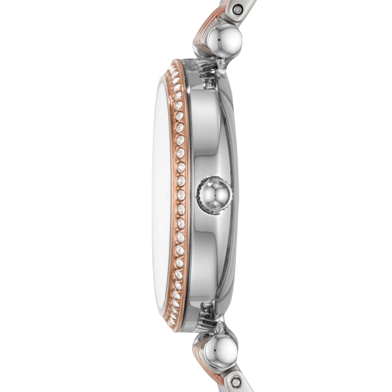 Main Image 3 of Ladies' Fossil Carlie Mini Crystal Accent Two-Tone Watch with Mother-of-Pearl Dial (Model: ES4649)