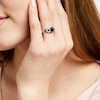 Thumbnail Image 1 of 1-1/2 CT. T.W. Oval Black and White Diamond Engagement Ring in 10K White Gold