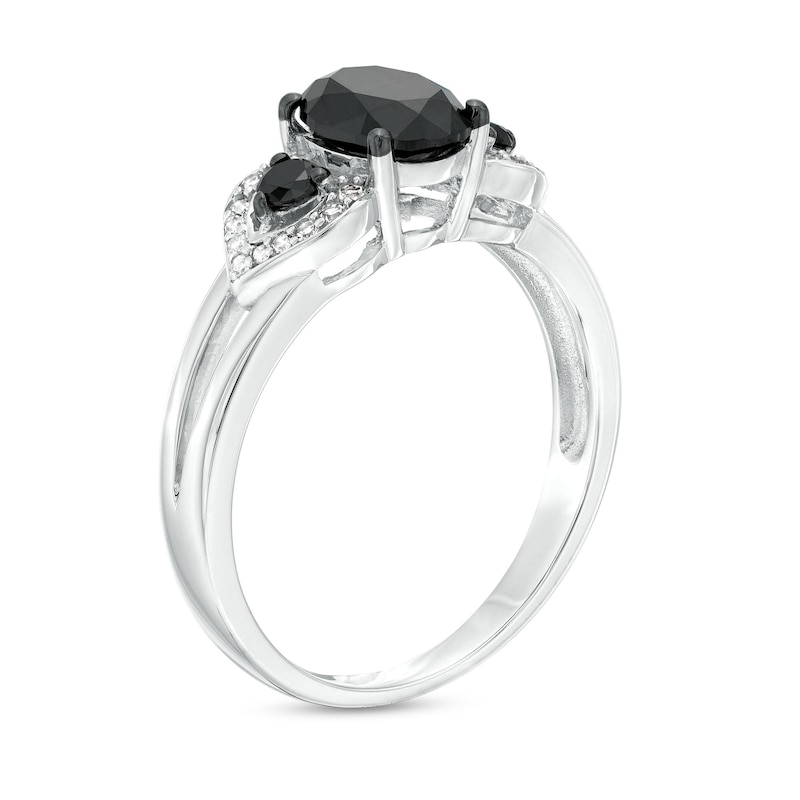 1-1/2 CT. T.W. Oval Black and White Diamond Engagement Ring in 10K White Gold