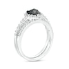 Thumbnail Image 2 of 1 CT. T.W. Heart-Shaped Black and White Diamond Frame Bridal Set in 10K White Gold