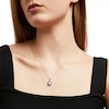 Thumbnail Image 2 of Vera Wang Love Collection 1/2 CT. T.W. Diamond and Blue Sapphire Frame Pendant in 10K White Gold – 19"