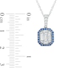 Thumbnail Image 3 of Vera Wang Love Collection 1/2 CT. T.W. Diamond and Blue Sapphire Frame Pendant in 10K White Gold – 19"