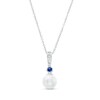 Thumbnail Image 1 of Vera Wang Love Collection 8.0mm Freshwater Cultured Pearl, Blue Sapphire and Diamond Accent Pendant in 10K White Gold