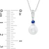 Thumbnail Image 3 of Vera Wang Love Collection 8.0mm Freshwater Cultured Pearl, Blue Sapphire and Diamond Accent Pendant in 10K White Gold