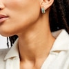 Thumbnail Image 2 of Oval Emerald and 3/4 CT. T.W. Diamond Triple Row Hoop Earrings in 10K Gold