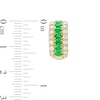 Thumbnail Image 3 of Oval Emerald and 3/4 CT. T.W. Diamond Triple Row Hoop Earrings in 10K Gold