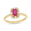 Thumbnail Image 1 of Emerald-Cut Ruby and 1/8 CT. T.W. Diamond Frame Ring in 10K Gold