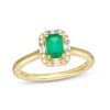 Thumbnail Image 1 of Emerald-Cut Emerald and 1/8 CT. T.W. Baguette and Round Diamond Frame Ring in 10K Gold
