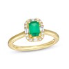 Thumbnail Image 0 of Emerald-Cut Emerald and 1/8 CT. T.W. Baguette and Round Diamond Frame Ring in 10K Gold