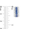 Thumbnail Image 3 of Oval Blue Sapphire and 3/4 CT. T.W. Diamond Triple Row Hoop Earrings in 10K White Gold