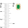 Thumbnail Image 3 of Emerald-Cut Emerald and 1/6 CT. T.W. Baguette and Round Diamond Frame Stud Earrings in 10K Gold