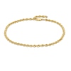 Thumbnail Image 1 of 3.0mm Glitter Rope Chain Anklet in Hollow 14K Gold - 10"