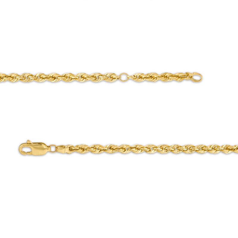 Main Image 3 of 3.0mm Glitter Rope Chain Anklet in Hollow 14K Gold - 10"