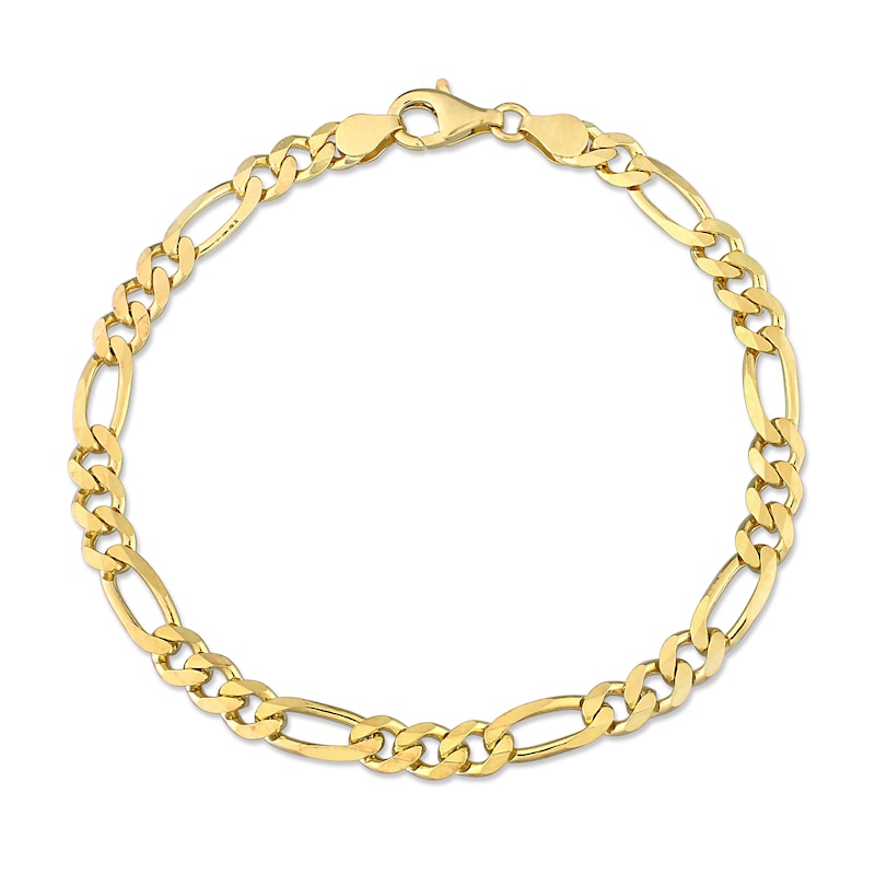 5.5mm Figaro Chain Anklet in Sterling Silver with Gold-Tone Flash Plate ...
